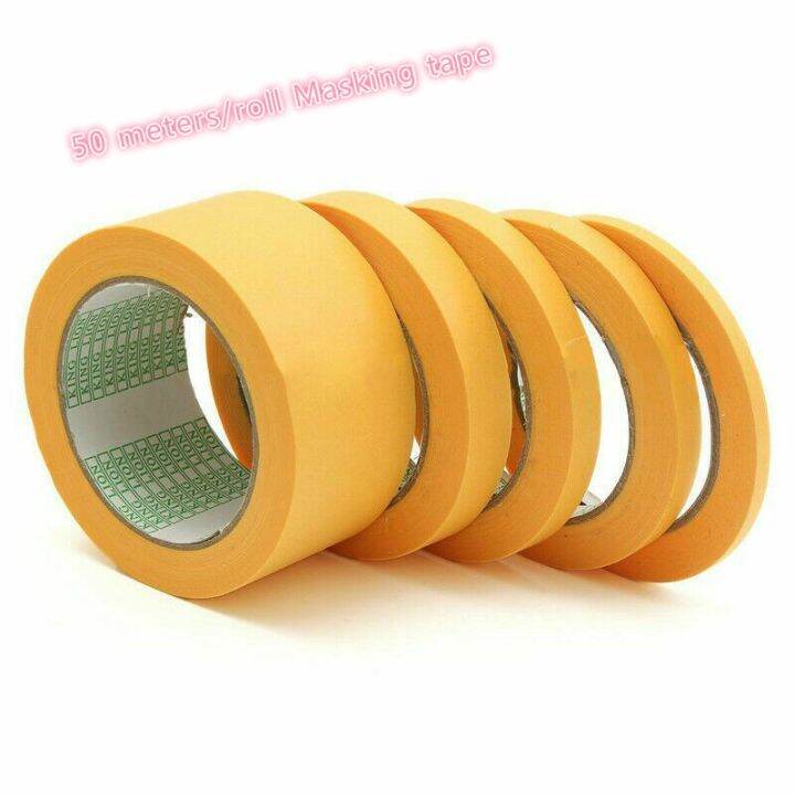 new-50m-yellow-masking-tape-car-sticker-adhesive-diy-painting-paper-painter-decor-craft-general-purpose-craft-accessories