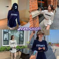 Zero SHOP?พร้อมส่ง?(Zero-DX-9423)ชุดเสื้อครอปคอกลมแขนยาว+กางเกงขาสั้น ผ้ากีฬาน่าใส่มาก 05