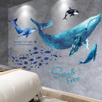 [SHIJUEHEZI] Fish Wall Stickers DIY Whales Animals Mural Decals for Kids Rooms Baby Bedroom Bathroom Nursery Home Decoration Stickers