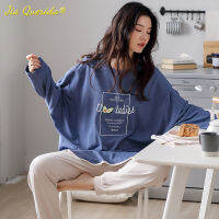 Woman Pijama Set 100 Cotton Loose Style Pullover Leisure Homesuit Cotton Loungewear Oversized Sleepwear Avocado Printing Pajama