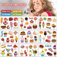 12 Pack Color Baking Cake Series Kids Tattoo Stickers Creative DIY Dessert Cute Cartoon Tattoo Stickers