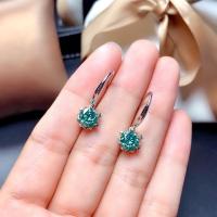 New Maldives Blue and Green Moissan Diamond Stud Earrings 1 Carat Shiny Snowflake Pendant Earrings for Woman