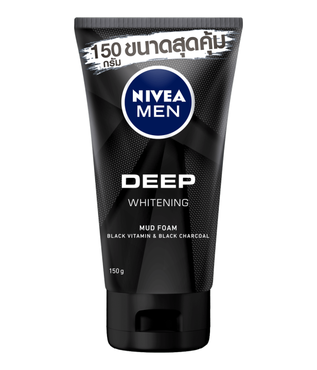 nivea-นีเวีย-เมน-ดีพ-ไวท์เทนนิ่ง-มัดโฟม-150-กรัม-สูตรฟื้นนบำรุงผิวในเนื้อโคลนโฟมเข้มข้น