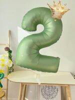 【LZ】☃☫  4IN Olive Green Crown Digital aniversário festa decoração alumínio filme