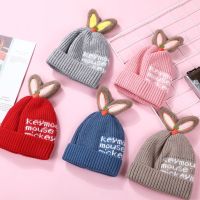 [COD] Childrens hat autumn and winter cute rabbit ears baby wool fleece cartoon warm protective pullover