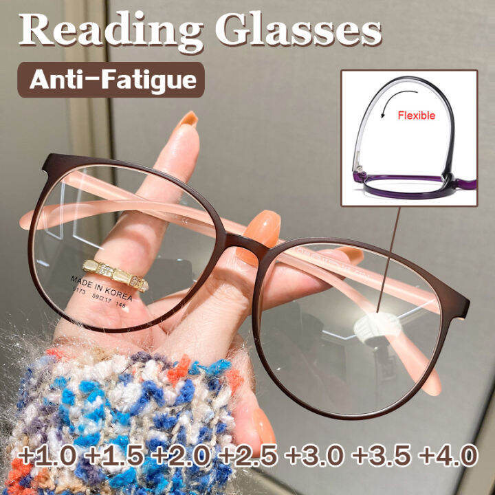 With Grade Anti Blue Light Round Frame Reading Glasses For Women Men