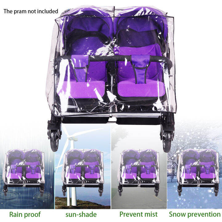 stroller-rain-cover-protection-pvc-accessories-waterproof-zipper-open-twin-baby-transparent-foldable-wind-dust-shield-universal