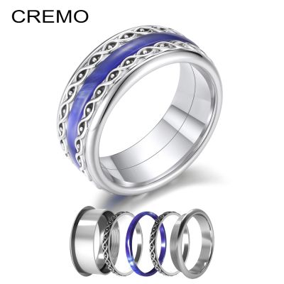 ¤♤✖ Cremo Stainless Steel Rings Argent Statement Various Rotate Wedding Ring Interchangeable Mix amp; Match Vintage Band Ring Femme