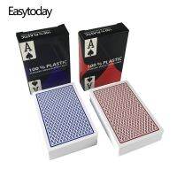 J55 Easytoday 2ชิ้น/เซ็ตกันน้ำการ์ดพีวีซีสีแดงและสีฟ้าบันเทิง Barat S Texas Holdem เกม