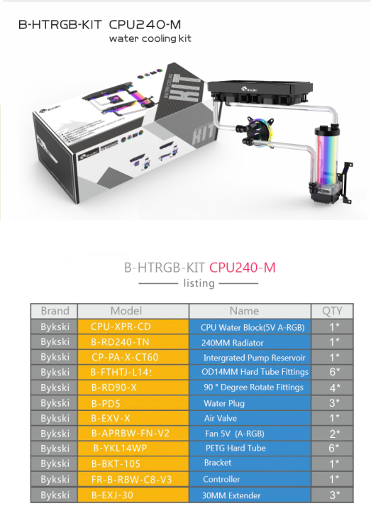 bykski-water-cooling-ชุดน้ำเปิด-cpu-2ตอน-ครบชุด-bykski-kit-รุ่น-b-htrgb-kit-cpu240-m-ท่อแข็ง-ของใหม่