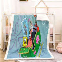 Yellow nice sponge-bob green car 3D worm Plush Fleece Blanket picnic sofa