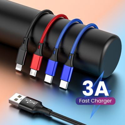 [HOT RUXMMMLHJ 566] 3A 4 In 1สาย USB C สายชาร์จชาร์จไมโครยูเอสบีสายสำหรับ Iphone 13 12 11 Huawei Xiaomi Samsung สายข้อมูลสายเคเบิลหลอดไฟ