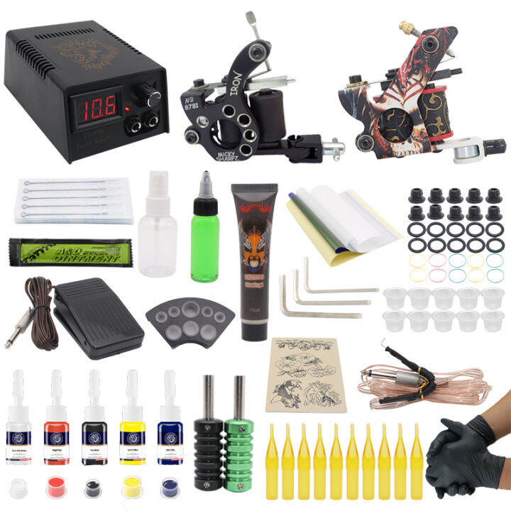 Tattoo Kit Rotary Pen Tattoo Machine Power Supply Cartridge Tattoo Machine  Kit Needles 6PC Tattoo Inks