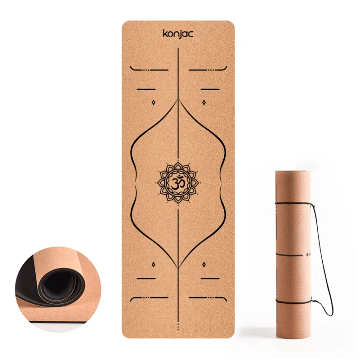 Cork Yoga Mat 183x65cm 7mm TPE Non Slip Natural Eco-Friendly Pro Mat Home Fitness Exercise with Carrying for Workout Yoga Pilates and Gymnastics Absorb Sweat Odorless