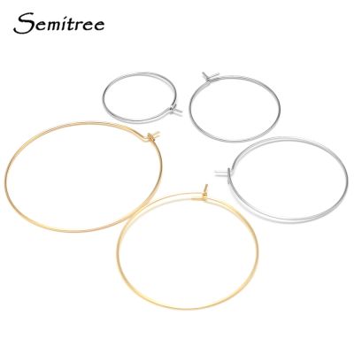 Semitree 20pcs Stainless Steel gold Big Circle Wire Hoops Loop Earrings DIY Dangle Earring Jewelry Making Accessories 20mm 30mm