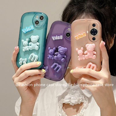 Phone Case เคส Huawei Nova11 Pro Nova 11i Nova Y71 Y91 Huawei P60 Pro เคสตุ๊กตาหมีแบบสามมิติเคสนิ่มสีป้องกันเลนส์ใส2023