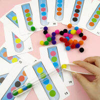 Xiu1108pcs Fine Motor Sorting ชุดเด็กของเล่นเพื่อการศึกษาหลอดทดลอง Pompoms แหนบการจับคู่สีการ์ด Montessori Chidlren Giftsc12-58