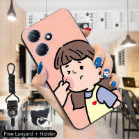 เคส PMP สำหรับ Infinix ขายดี30 30i 30 Play (แหวนใส่นิ้ว + เชือกเส้นเล็ก) เคสโทรศัพท์คู่รักน่ารักลายการ์ตูนน่ารักพยากรณ์เคสโทรศัพท์ป้องกัน TPU ซิลิโคนนิ่มกันกระแทกฝาครอบด้านหลัง