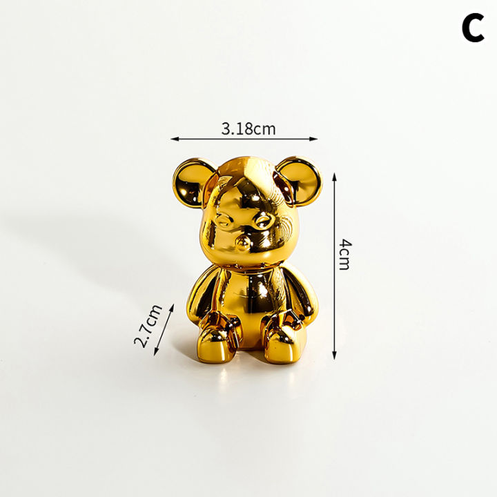 fuchun-รูปปั้นหมีสีทองน่ารักขนาดเล็ก-รูปปั้นโต๊ะตกแต่งการ์ตูนรูปแกะสลักขนาดจิ๋วหมีเงิน