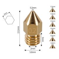 【Cod】 Mongo MALL 4ชิ้นหัวฉีด MK8 0.2มิลลิเมตร0.4มิลลิเมตร0.5มิลลิเมตร0.6มิลลิเมตร0.8มิลลิเมตร1.0มิลลิเมตรทองแดงหัวฉีด3D เครื่องพิมพ์ชิ้นส่วนเครื่องอัดรีดสำหรับ1.75มิลลิเมตรเส้นใยทองเหลืองหัวฉีด