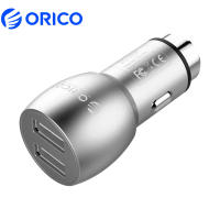 อลูมิเนียม ORICO 2พอร์ต USB ที่ชาร์จแบตในรถเป็นค้อนทุบกระจก5V2.4กำลังขับสูงสุด15.5W USB แบบพกพาขนาดเล็ก USB ที่ชาร์จสำหรับเดินทาง