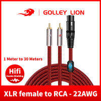 GOLLEY LION XLR หญิงถึง2 RCA สายเคเบิลเชื่อมต่อสัญญาณเสียงสำหรับมิกเซอร์,กล้อง,เครื่องขยายเสียง,Soundbox,ไมโครโฟน,เครื่องขยายเสียง