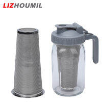 LIZHOUMIL เครื่องชงกาแฟชงเย็น32ออนซ์เหยือกโหลแก้วไม่มีการรั่วไหลพร้อมฝาพวยกาสำหรับกาแฟชาเย็นชงเย็นน้ำมะนาว