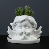 Creative White Angel Fleshy Flower Pot Creative Personality Lovely Indoor Flower Pot Plant Potted Flower Pot with Tray