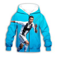 Casual Fashion Cristiano Ronaldo 3d Print Hooded Hoodies Children Zipper Coat Long Sleeve Pullover Cartoon Sweatshirt Tracksuit