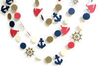 Nautical Theme Garland, Paper Garland, Anchor and Sailboat birthday wedding bridal baby shower banners buntings