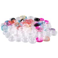 50 Pcs Plastic Pot Jars Empty Cosmetic Container with Lid for Creams Sample Make-up Storage 10 Colors