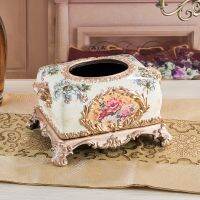 ✉ Resin Tissue Rack Porcelain Livingroom Napkin Box With Carving Base Desktop Organizer Toilet Paper Holder Luxury Wedding Gifts