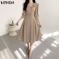 (จัดส่งฟรี)Fancystyle VONDA ชุดเดรสแขนกุดทรงเอ,ชุดเดรสแขน3/4คอปกหรูหราสำหรับงานปาร์ตี้ชุดเดรสรัดรูปงานพรอม