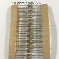 10 ohm 1/4W 5% Resistor ตัวต้านทาน 10โอห์ม 1/4วัตต์ ค่าความผิดพลาด+-5%  ตัวต้านทาน แบบคาร์บอนฟีล์ม Through Hole Resistor Carbon Film ของแท้นำเข้าไต้หวัน