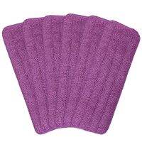 Flat Mop Heads 6 Pcs Microfibre Mop Pads 42cm x 14cm Spray Mop Refill Replacement Pads Mop Head Covers - Machine Washable (Purple)