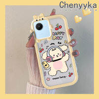 Chenyyka เคสสำหรับ Realme C30 C30s Narzo 50i Prime Case เคสลายการ์ตูนสุนัขชิงช้าสุขสันต์สีสันสดใสน่ารักกล้องมอนสเตอร์น้อยนิ่มสำหรับเลนส์เคสใสกันกระแทกแบบใสง่ายเคสป้องกัน