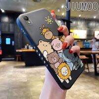 JIUMOO เคสสำหรับ OPPO A37 A37F,เคสโทรศัพท์ออกแบบด้านข้างปลอมลายการ์ตูนสัตว์สิงโตช้างเคสซิลิโคนเหลวแบบเต็มกล้องเคสป้องกันนุ่ม