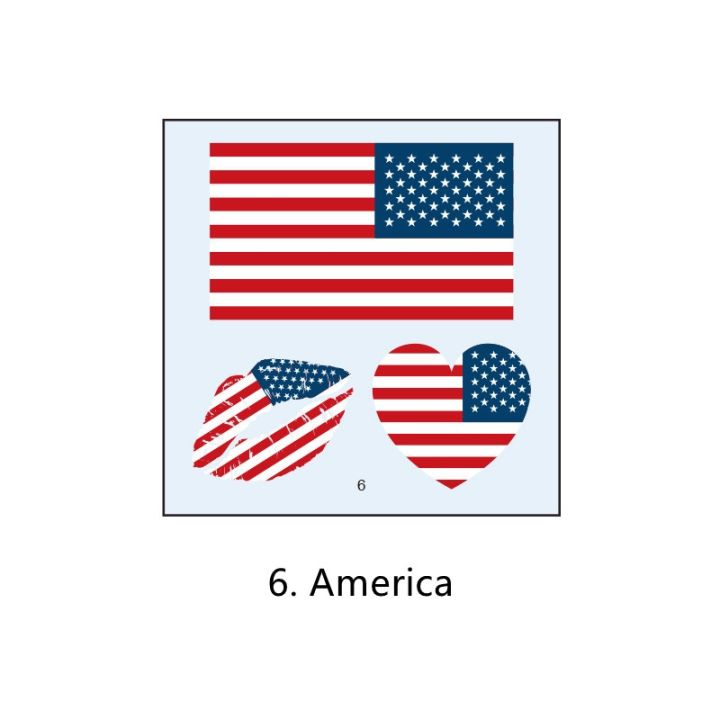 สติกเกอร์สักลายธงสติกเกอร์รอยสักกันน้ำชุดธงโลก1ชิ้นสติกเกอร์สักลายริมฝีปากรักชาติสติกเกอร์ใบหน้า