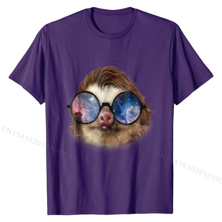 t-shirt-sloth-bust-wearing-round-galaxy-sci-fi-sunglass-tops-shirts-new-arrival-normal-cotton-men-top-t-shirts-customized