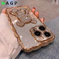 Berlian Imitasi Bling untuk iPhone 11 14 12 13 Pro Max Casing Glitter Berlian Beruang Lucu untuk Iphone 14 13 8 7 SE XR Xs Max 14 Plus Sampul