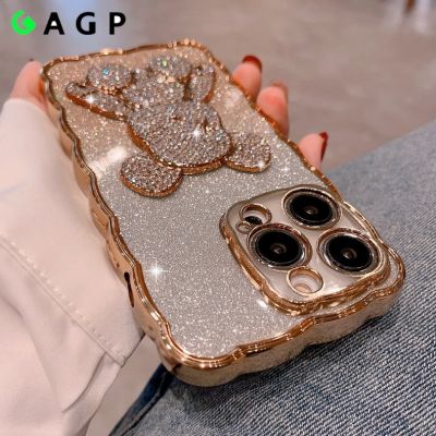 【LZ】 Bling Rhinestone for iPhone 11 14 12 13 Pro Max Case Glitter Diamond Cute Bear for iphone 14 13 8 7 SE XR Xs Max 14 Plus Cover