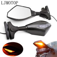 Universal Motorcycle Side Mirrors LED Turn Signal Integrated Mirrors For Yamaha XSR 700 900 TDM 900 MT 01 03 25 YBR 125 YZF R15