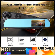 Gương Chiếu Hậu Ô Tô DVR Máy Ghi Âm Lái Xe Dash Cam 1080P HD Màn Hình Xanh