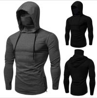 2023 New Men Solid Black Gray Hoodie Long Sleeve Hooded Sweatshirt for Man Sports Fitness Gym Running Casual Pullover Tops