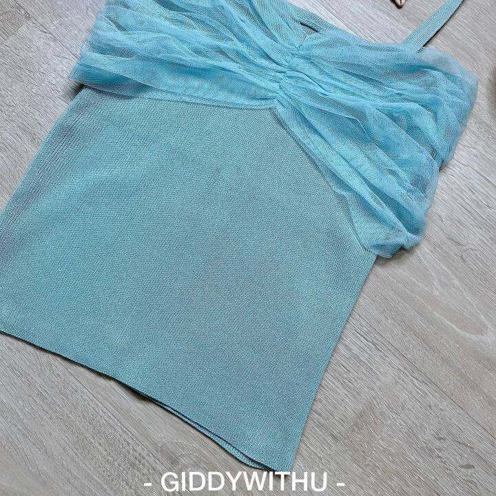 เสื้อสายเดี่ยวไหมพรม-แต่งชีฟองหน้า-น่ารักมากกกก-giddywithu