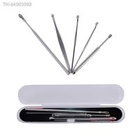 ☁┇ 5pcs/Lot Silver Stainless Steel Earpick With PP Box Wax Remover Curette Cleaner Health Care Tools Ear Pick