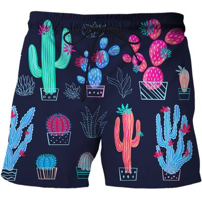 2023 New Summer Men Sports Shorts 3D Printed Cartoon cactus pattern Leisure Outdoor Beach Pants Hip Hop Street play Wear