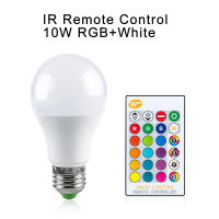 【100%-New】 pkdibm หลอดไฟ E27 RGB 15W 85-265V โคมไฟ LED ควบคุมด้วยไวไฟบลูทูธหลอดไฟอัจฉริยะ10W หลอดไฟ RGBW RGBWW IR Lampu Penerangan Rumah ระยะไกล