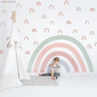 [24 Home Accessories] Nordic Einfache Moderne Regenbogen Wand Aufkleber Für Kinder Zimmer Baby Mädchen Zimmer Kindergarten Home Dekoration Böhmischen Stil Vinyl Aufkleber