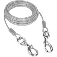 Dog Tie Out Cable Galvanized Steel Wire Pet Leash with PVC Coating Chew Proof Lead for Large Dogs Pets Dog Yard Camping Outdoors Leashes